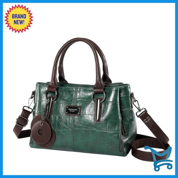 Handbags - Large Vegan Leather Tote Bag with Adjustable Strap and Multiple Compartments
